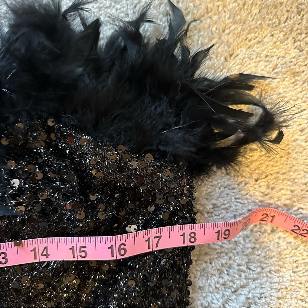 Black Sequin Dress with Feathers - Picture 12 of 13